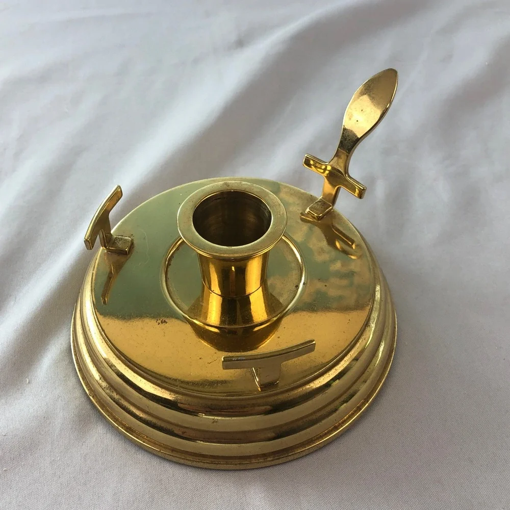 VTG PartyLite P7750 Brass Chamber Lamp Taper Candle Holder Base Gold, No Glass
